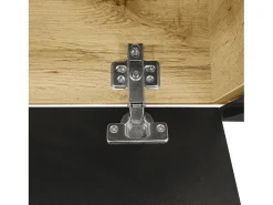 Móvel para TV 180x35x30 cm - acabamento brilhante - com iluminação LED 16 cores - montagem em parede - preto + natural