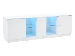 Móvel para TV 160x40x52 cm - alto brilho - com LED - adequado para televisores de 65" - com 2 gavetas e 1 porta - Branco