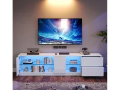 Móvel para TV 160x40x52 cm - alto brilho - com LED - adequado para televisores de 65
