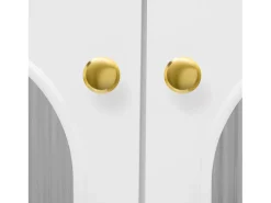 Móvel para TV 170x35x55 cm - com 4 portas de vidro - puxadores e pés dourados - Branco