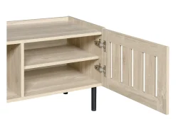 Móvel para TV 160x40x47 cm - com 3 portas - Design vazado - MDF + metal - Natural
