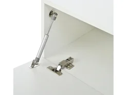 Móvel para TV 190x40x48,5 cm - com iluminação LED - 2 portas basculantes - Espaço de armazenamento aberto - Acabamento brilhante - Branco