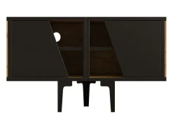 Móvel para TV 160x36,5x45 cm - com portas e prateleiras - Painéis de partículas - Natural + preto