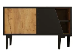 Móvel para TV 160x36,5x45 cm - com portas e prateleiras - Painéis de partículas - Natural + preto