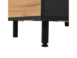 Móvel para TV 180x32,5x50 cm com 3 portas e uma gaveta - Madeira e cor preta