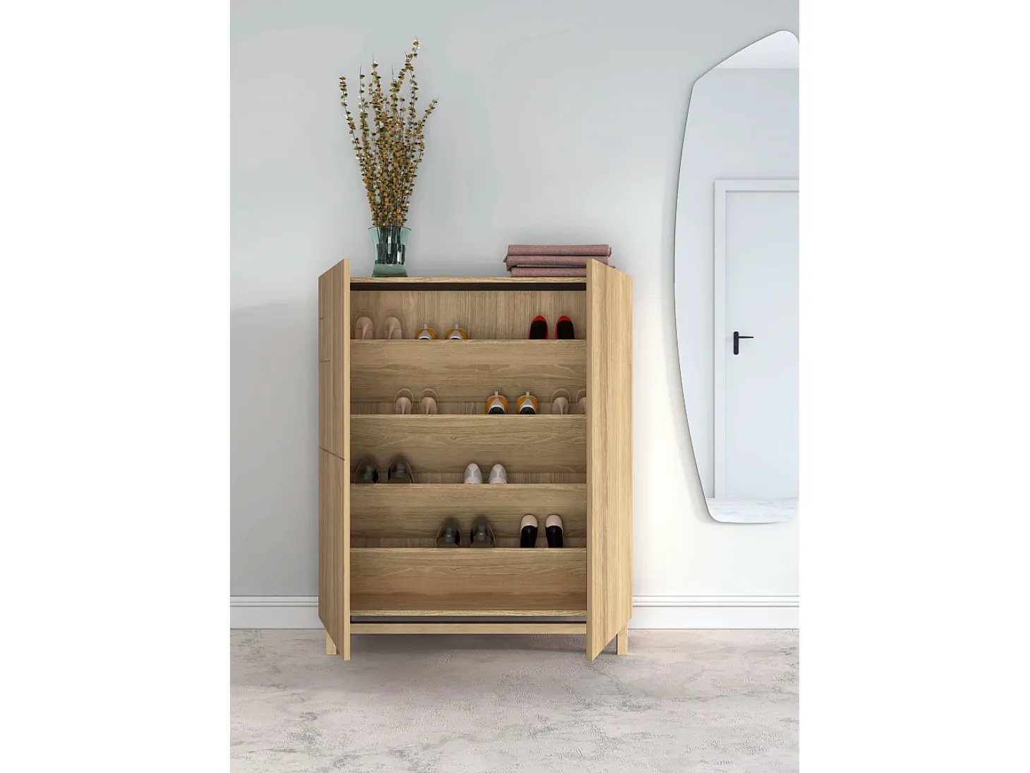 Móvel sapateira/armário - A112cm x C90cm x P27cm carvalho dourado - Volda