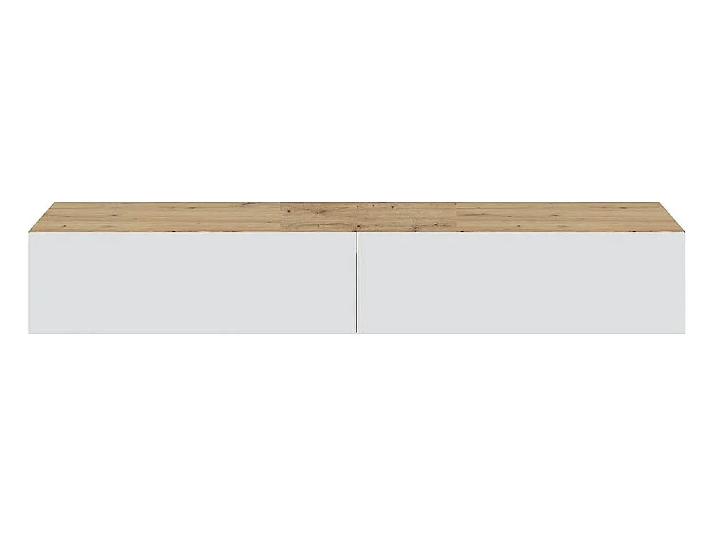 Móvel suspenso com 2 portas e 2 nichos de armazenamento L180 cm - Kaway, design contemporâneo em carvalho nodi e branco ártico