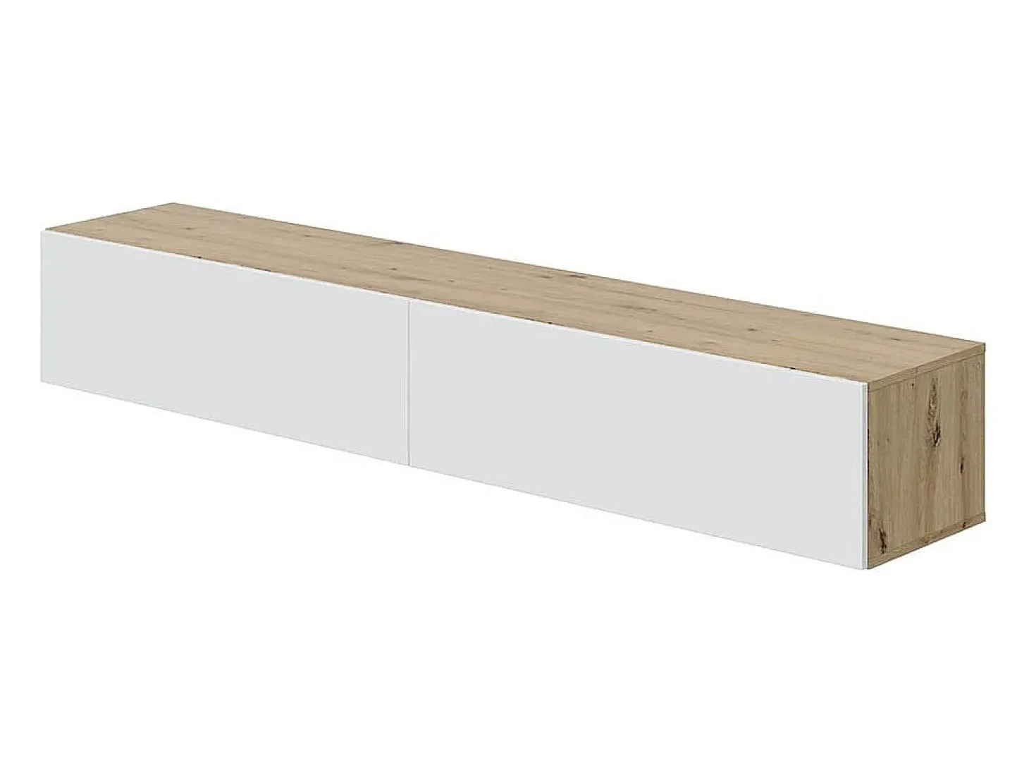 Móvel suspenso com 2 portas e 2 nichos de armazenamento L180 cm - Kaway, design contemporâneo em carvalho nodi e branco ártico