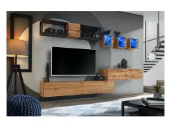 Móvel suspenso para TV na cor carvalho Wotan de 120cm, coleção SWITCH.