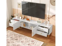 Móvel TV 175 cm - 2 portas texturadas e 4 gavetas - em MDF - Branco