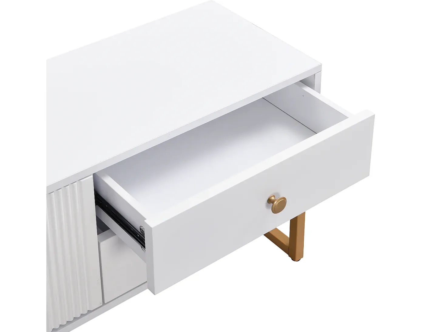 Móvel TV 175 cm - 2 portas texturadas e 4 gavetas - em MDF - Branco