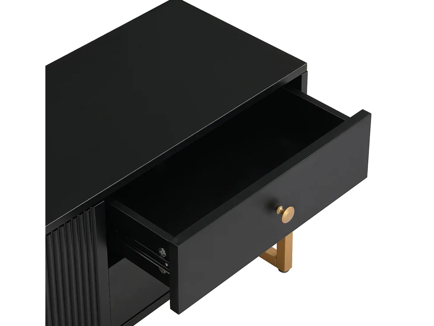 Móvel TV 175 cm - 2 portas texturadas e 4 gavetas - em MDF - Preto