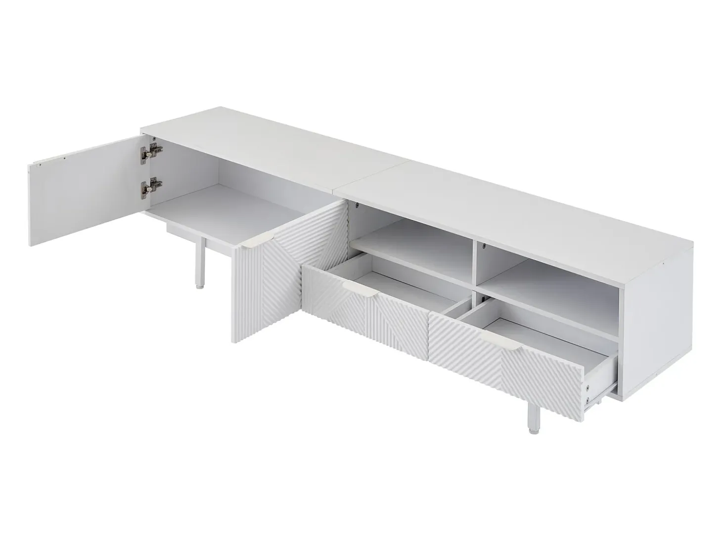 Móvel TV 200 cm - com 3 compartimentos e 2 gavetas - capacidade máxima TV 90 polegadas - Branco