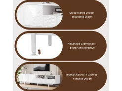 Móvel TV 200 cm - com 3 compartimentos e 2 gavetas - capacidade máxima TV 90 polegadas - Branco