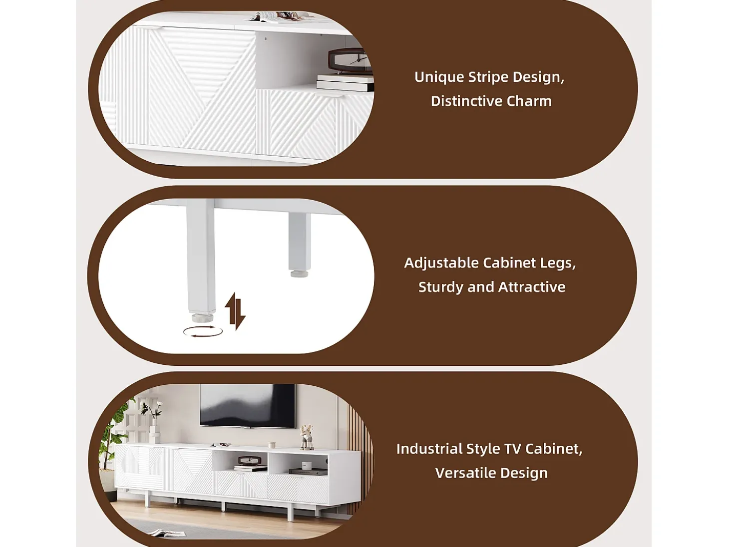 Móvel TV 200 cm - com 3 compartimentos e 2 gavetas - capacidade máxima TV 90 polegadas - Branco
