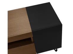 Móvel TV 180 cm - uma porta basculante e 4 compartimentos abertos em ambos os lados - Preto e Natural