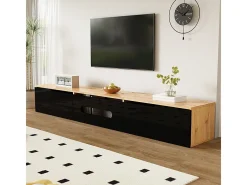 Móvel TV, 180 cm, superfície brilhante, com iluminação LED de 16 cores, montagem na parede