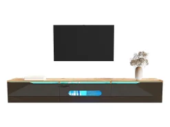 Móvel TV, 180 cm, superfície brilhante, com iluminação LED de 16 cores, montagem na parede