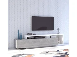 Móvel TV 1 gaveta Ilyes branco e betão 219cm