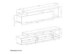 Móvel TV 1 gaveta Ilyes cinzento e madeira 219cm