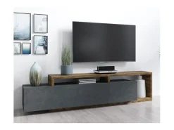 Móvel TV 1 gaveta Ilyes cinzento e madeira 219cm