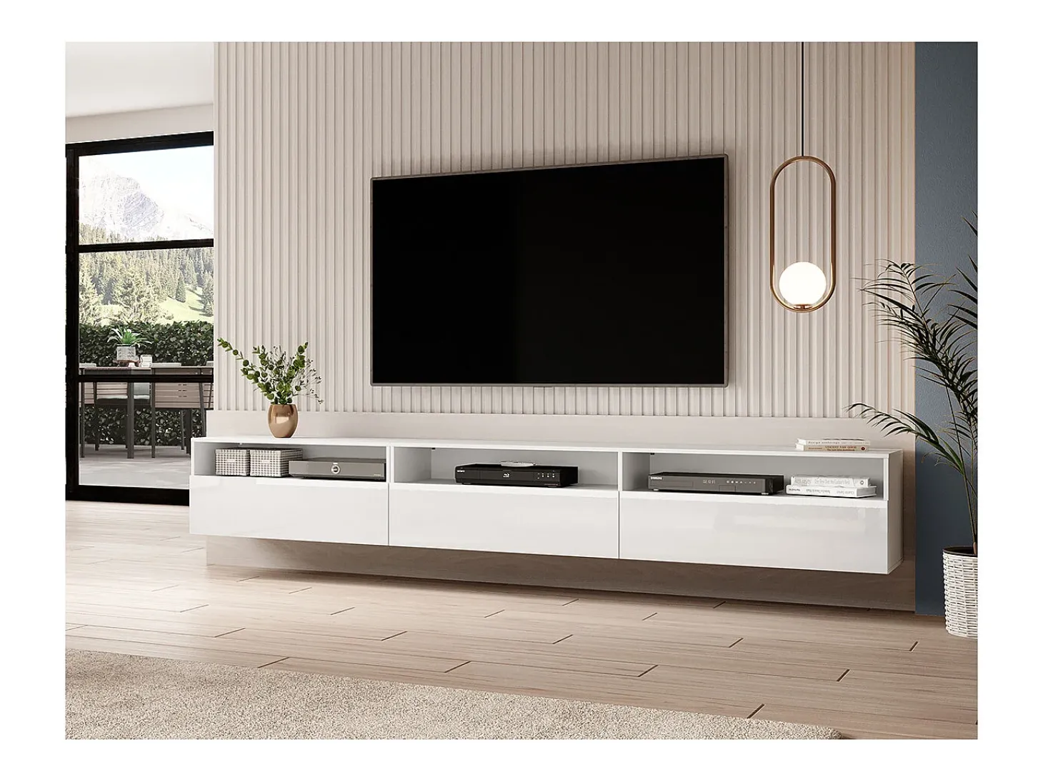 Móvel TV 1 gaveta Sloan branco 270cm