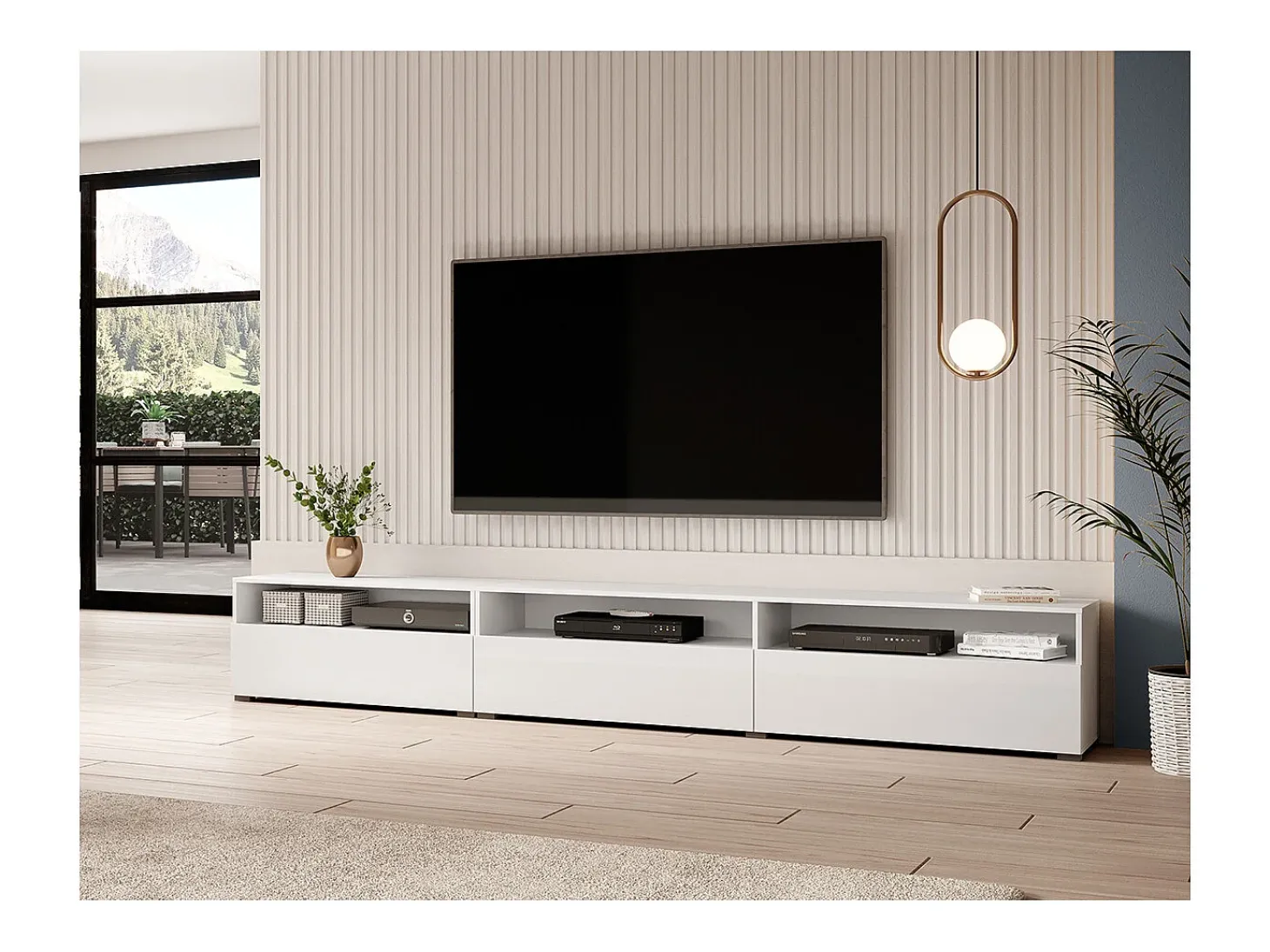 Móvel TV 1 gaveta Sloan branco 270cm