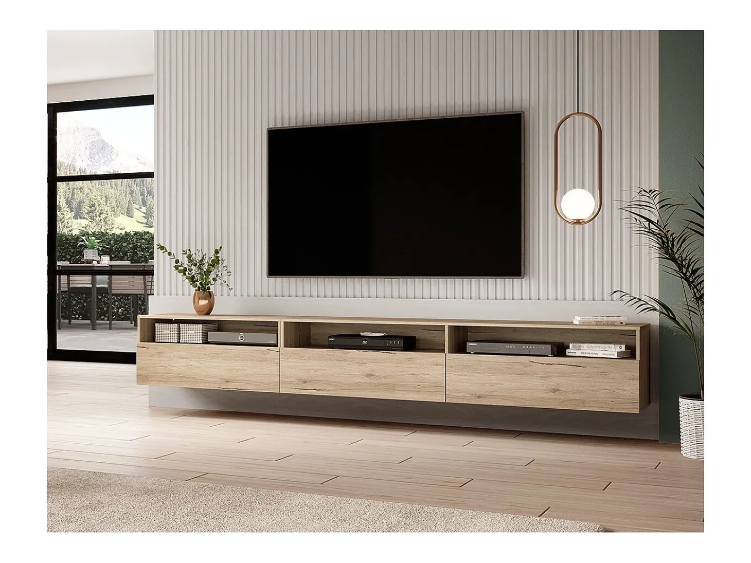 Móvel TV 1 gaveta Sloan madeira 270cm