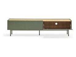 Móvel TV 2 gavetas com porta basculante verde 180x40 cm