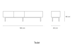 Móvel TV 2 gavetas com porta basculante preto 180x40 cm