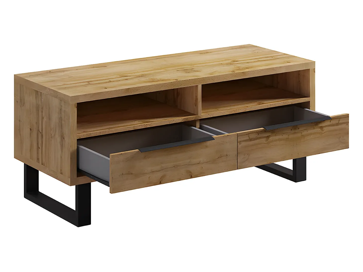Móvel TV 2 gavetas Eden madeira e metal 124cm