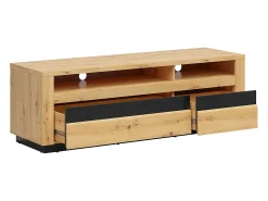 Móvel TV 2 gavetas Glenn madeira e preto 161cm