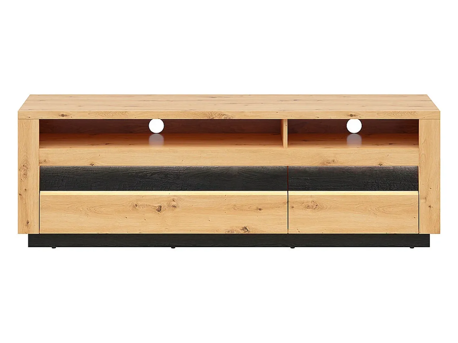 Móvel TV 2 gavetas Glenn madeira e preto 161cm