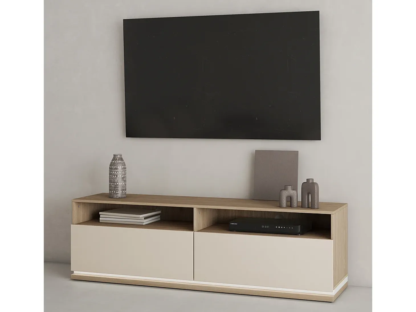 Móvel TV 2 gavetas Iria caxemira e madeira 160,1cm
