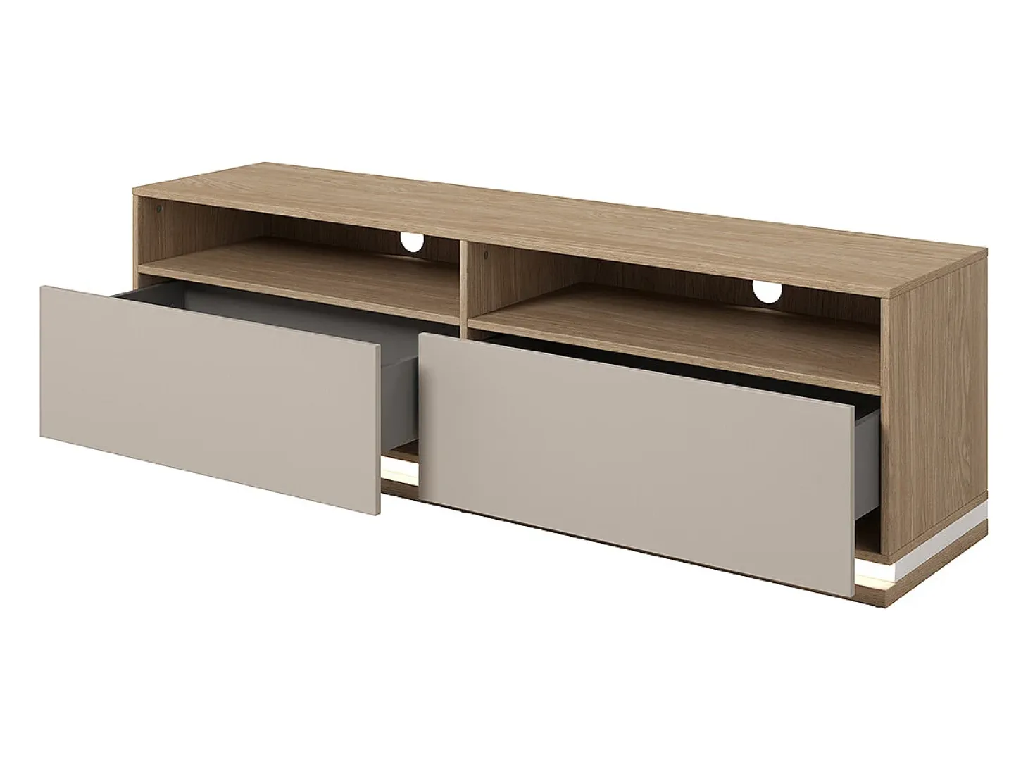 Móvel TV 2 gavetas Iria caxemira e madeira 160,1cm