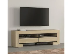 Móvel TV 2 gavetas Lucius madeira e preto 160cm