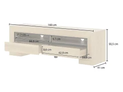 Móvel TV 2 gavetas Lucius madeira e preto 160cm