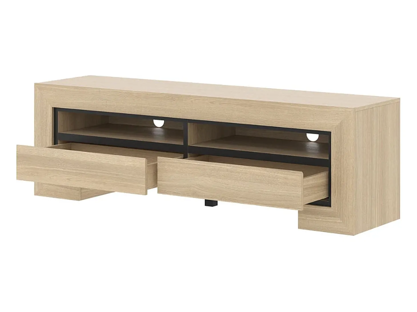Móvel TV 2 gavetas Lucius madeira e preto 160cm