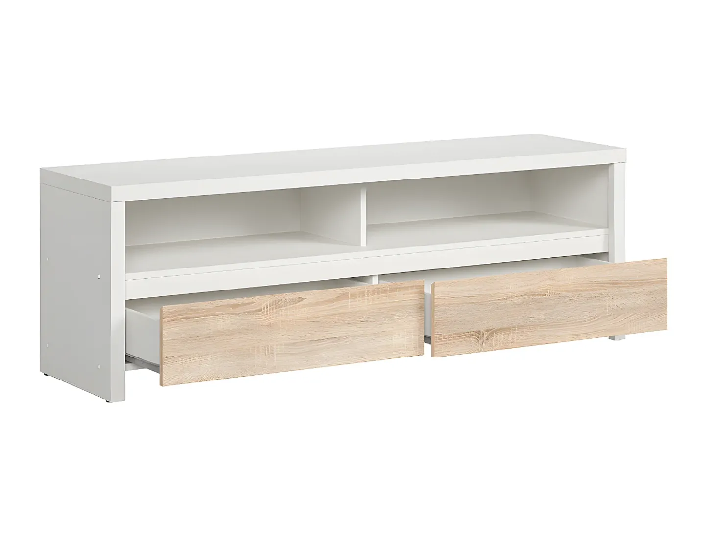 Móvel TV 2 gavetas Soren madeira e branco 143,5cm