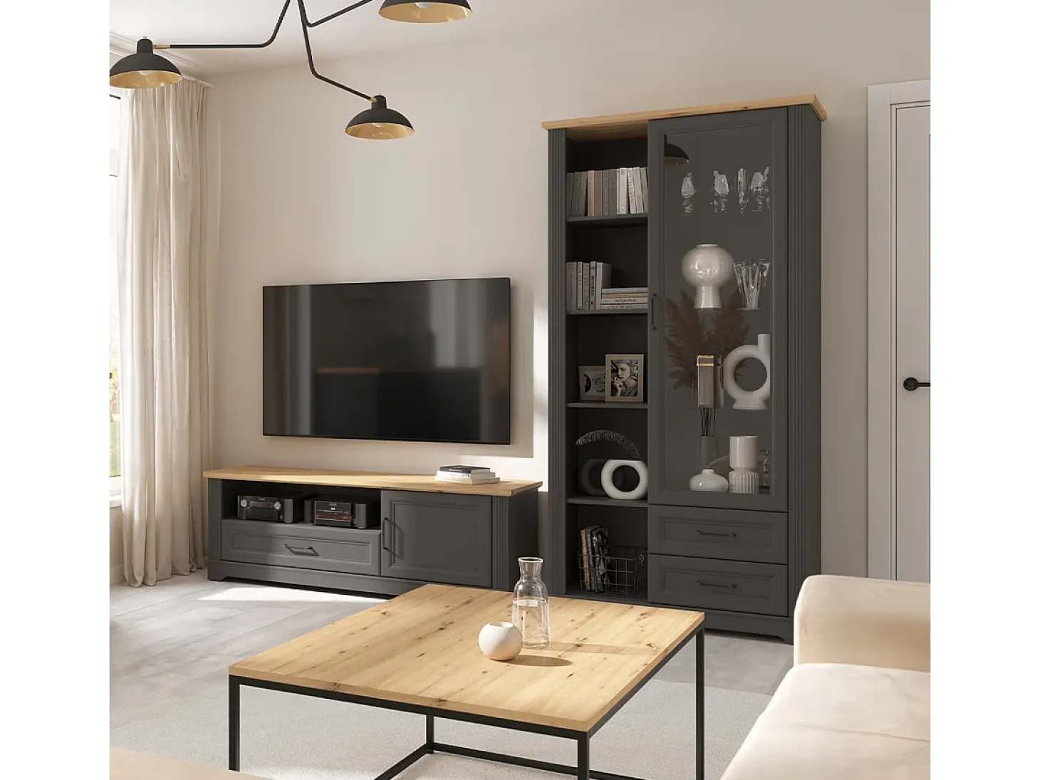 Móvel TV 1 porta 1 gaveta Charlie cinzento 150cm