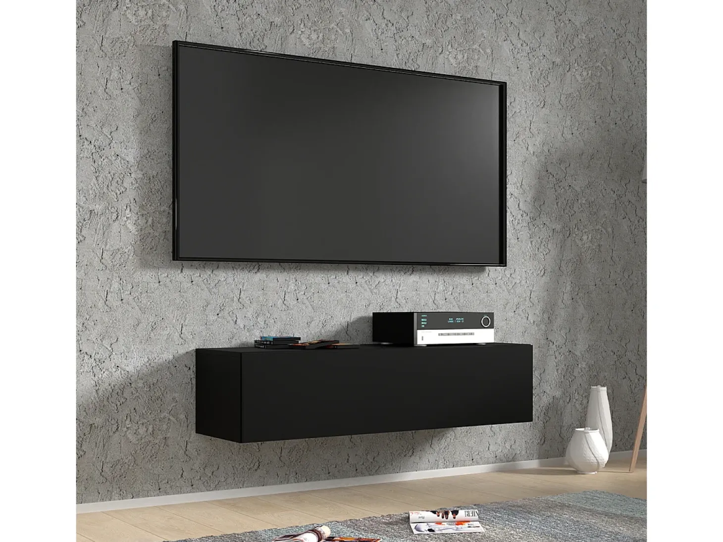 Móvel TV 1 porta Bali preto mate 120cm