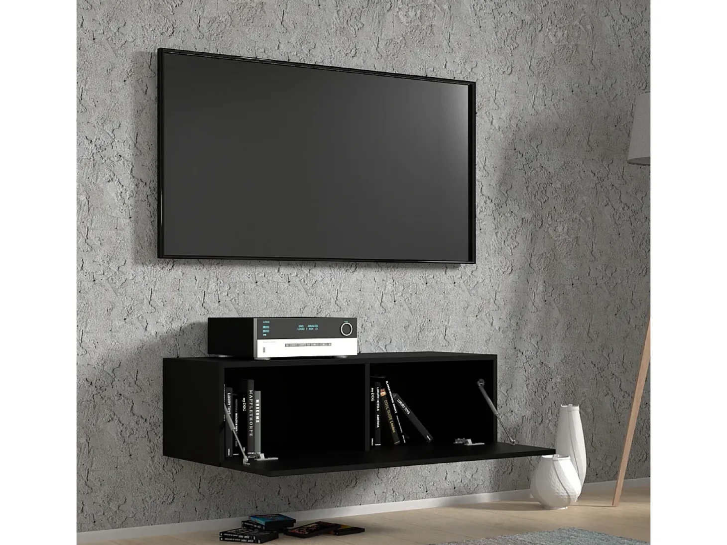 Móvel TV 1 porta Bali preto mate 100cm