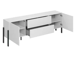 Móvel TV 2 portas 2 gavetas Bérénice branco mate e preto 204cm