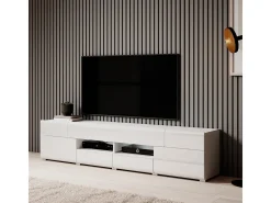 Móvel TV 2 portas 2 gavetas Jules branco 208cm