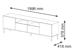 Móvel TV 2 portas 2 gavetas Philaé madeira e preto 200cm