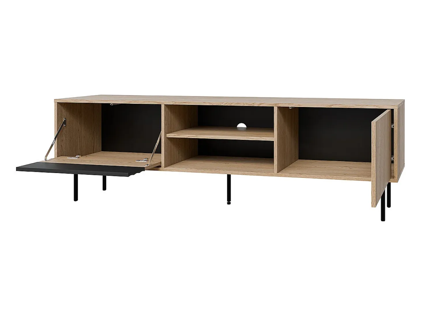 Móvel TV 2 portas Astra madeira e preto 180cm