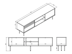 Móvel TV 2 portas Astra madeira escura e caxemira 180cm