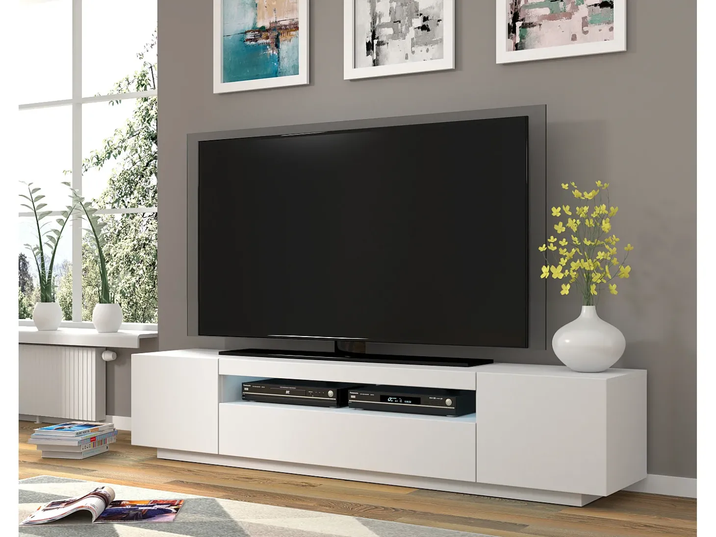 Móvel TV 3 portas Aurus branco 200cm