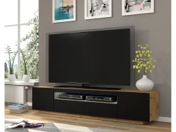 Móvel TV 3 portas Aurus madeira e preto 200cm