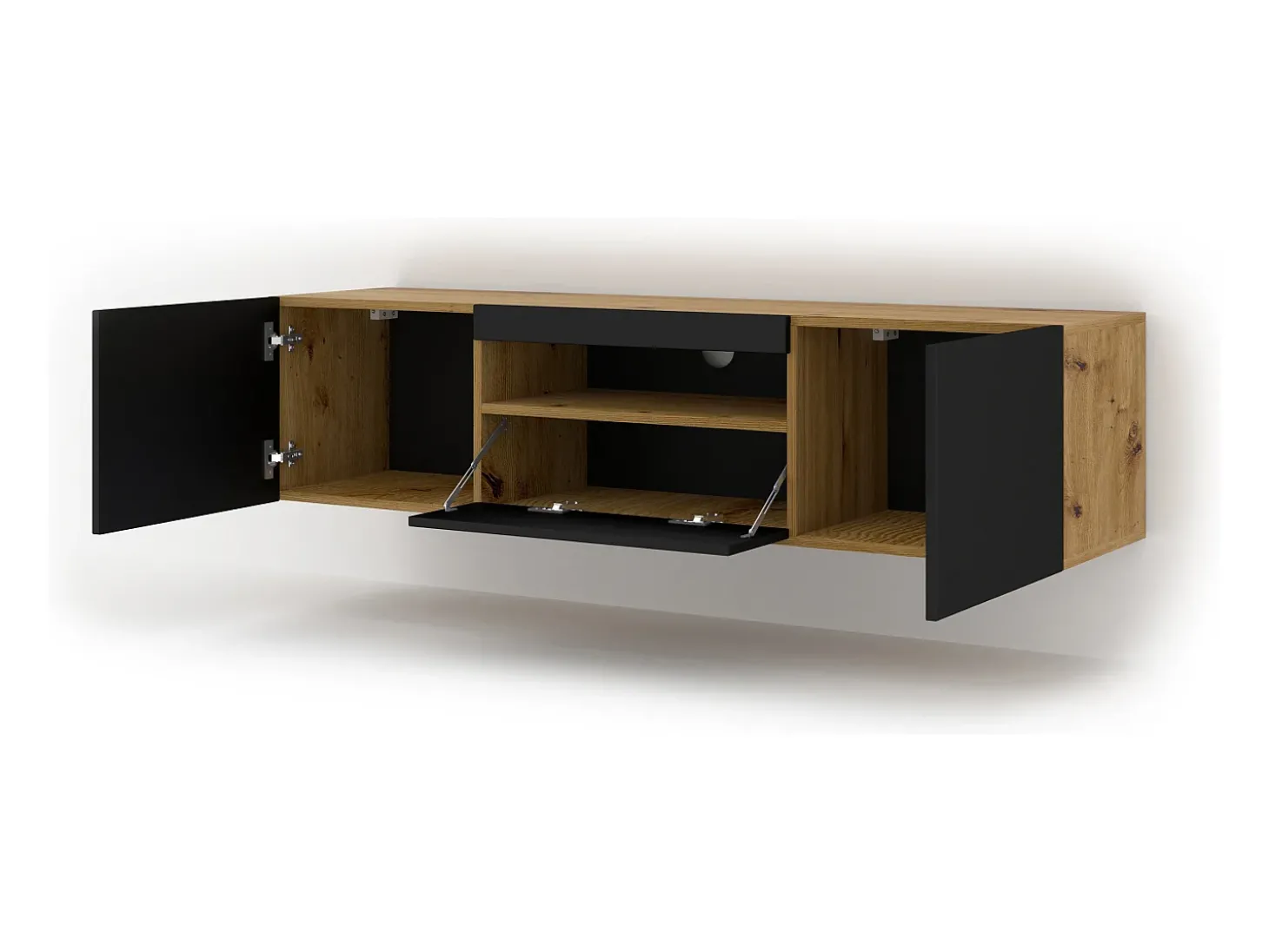 Móvel TV 3 portas Aurus madeira e preto 150cm